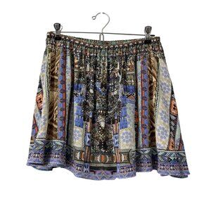 Camilla Geometric Silk Embellished Rhinestoned Mini Skirt Womens Size Small